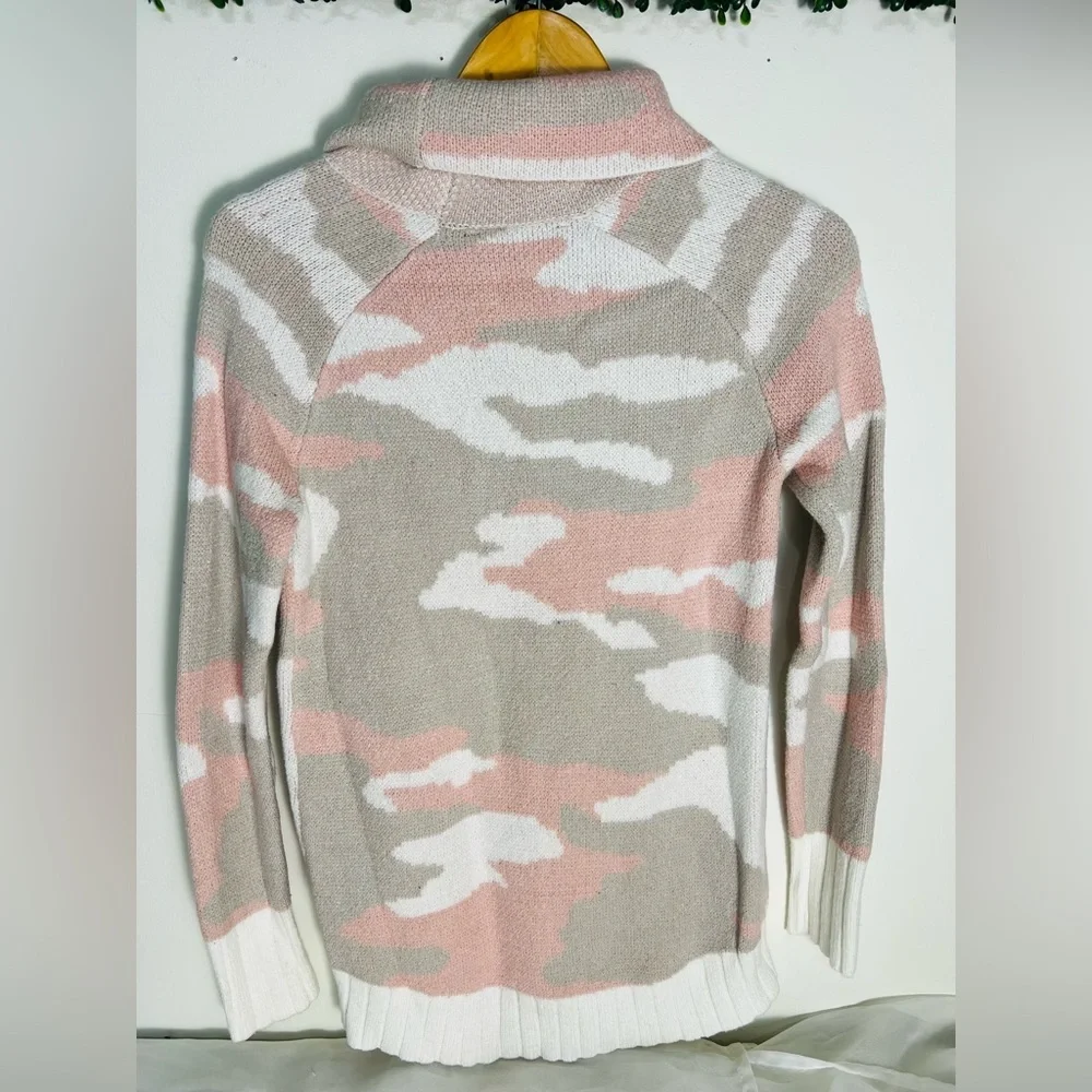 BOSTON PROPER Camo Turtleneck Knit Sweater Women's Size Small Pink Camouflage S - Picture 5 of 11